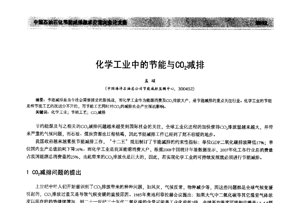 化学工业中的节能与CO2减排 - 2013年中国石油石化节能减排技术交流大会