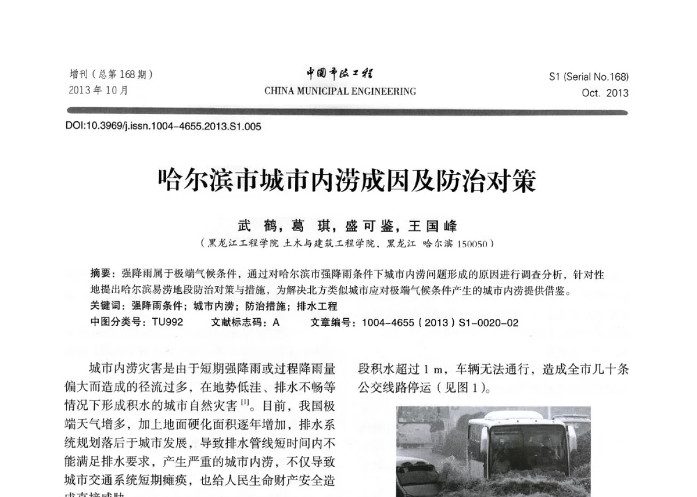 哈尔滨市城市内涝成因及防治对策 - 2013城市防洪国际论坛