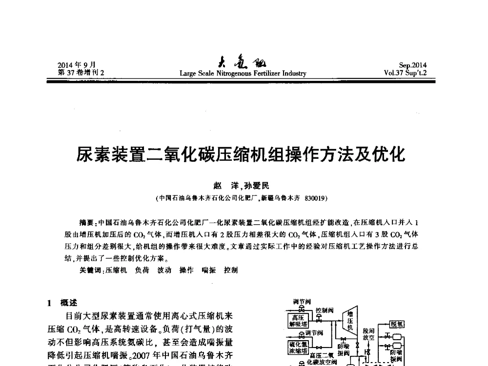 尿素装置二氧化碳压缩机组操作方法及优化 - 第十八届全国大型尿素装置技术年会