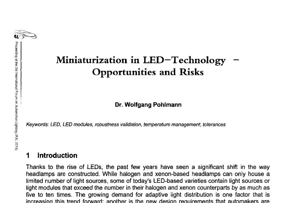Miniaturization in LED-Technology-Opportunities and Risks - The 2nd International Forum on Automotive Lighting_2nd IFAL(第二届中国国际汽车照明论坛(2014))