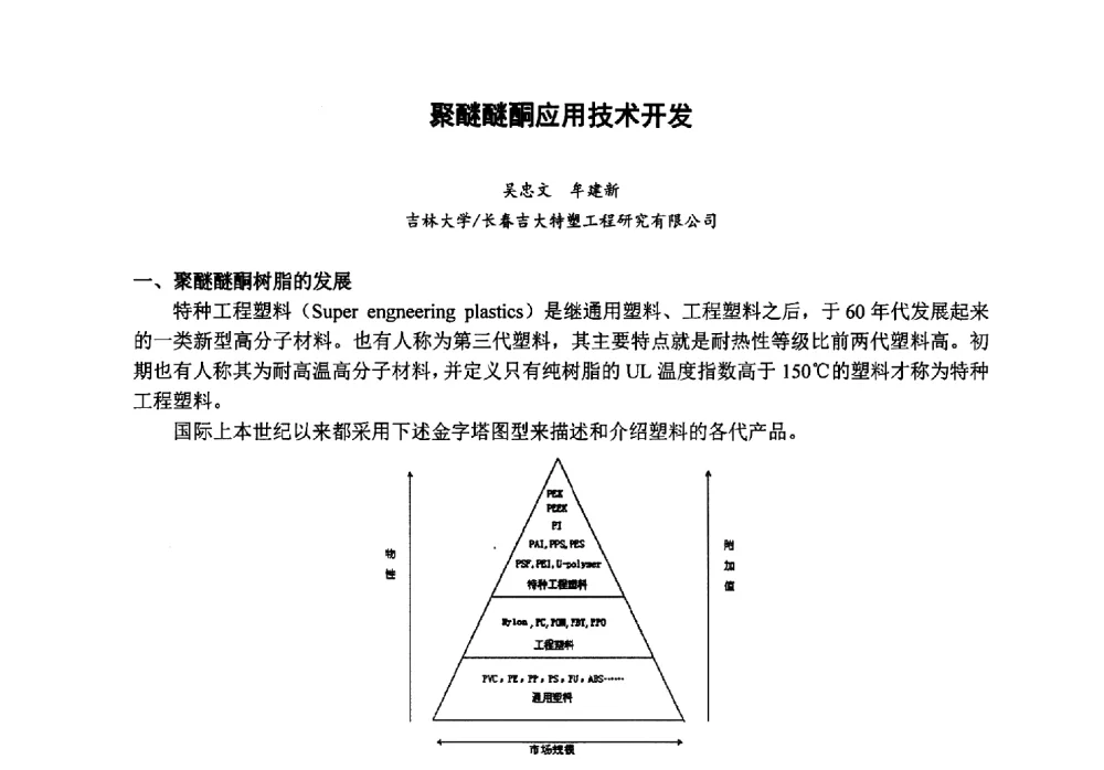 聚醚醚酮应用技术开发 - 第八届中国塑料工业高新技术及产业化研讨会暨2013中国塑协塑料技术协作委员会年会·技术交流会