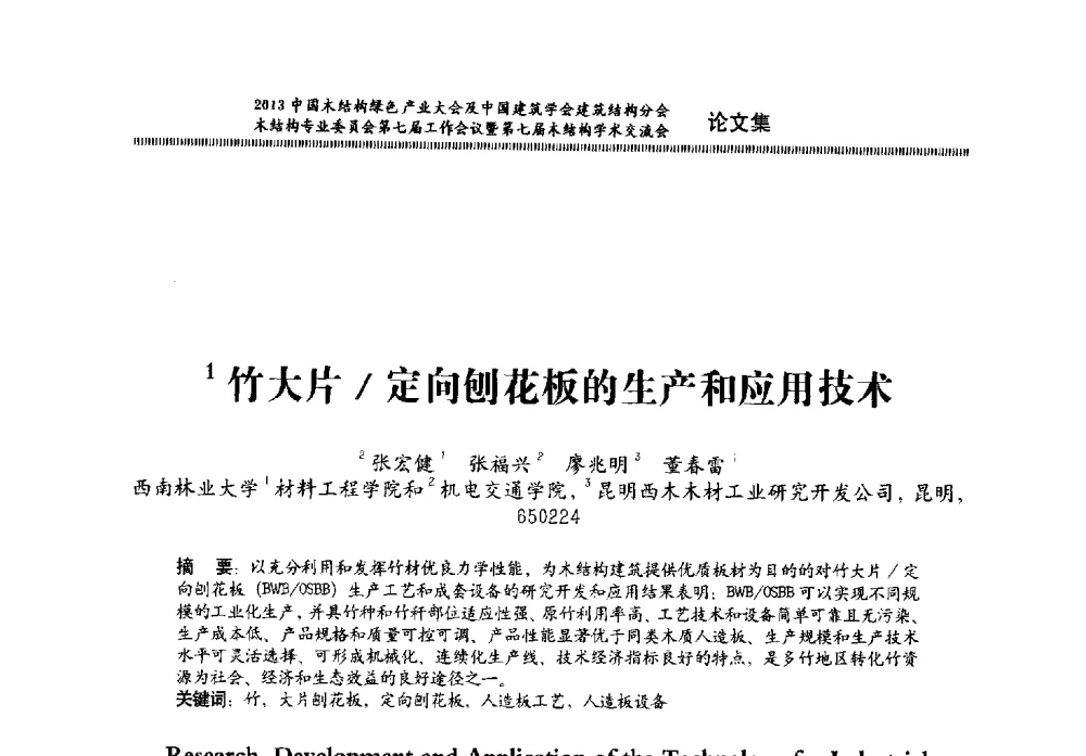 竹大片_定向刨花板的生产和应用技术 - 2013中国木结构绿色产业大会及中国建筑学会建筑结构分会木结构专业委员会第七届工作会议暨第七届木结构学术交流会