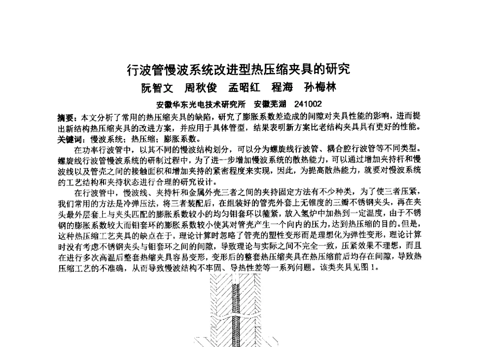 行波管慢波系统改进型热压缩夹具的研究 - 中国电子学会真空电子学分会第十九届学术年会