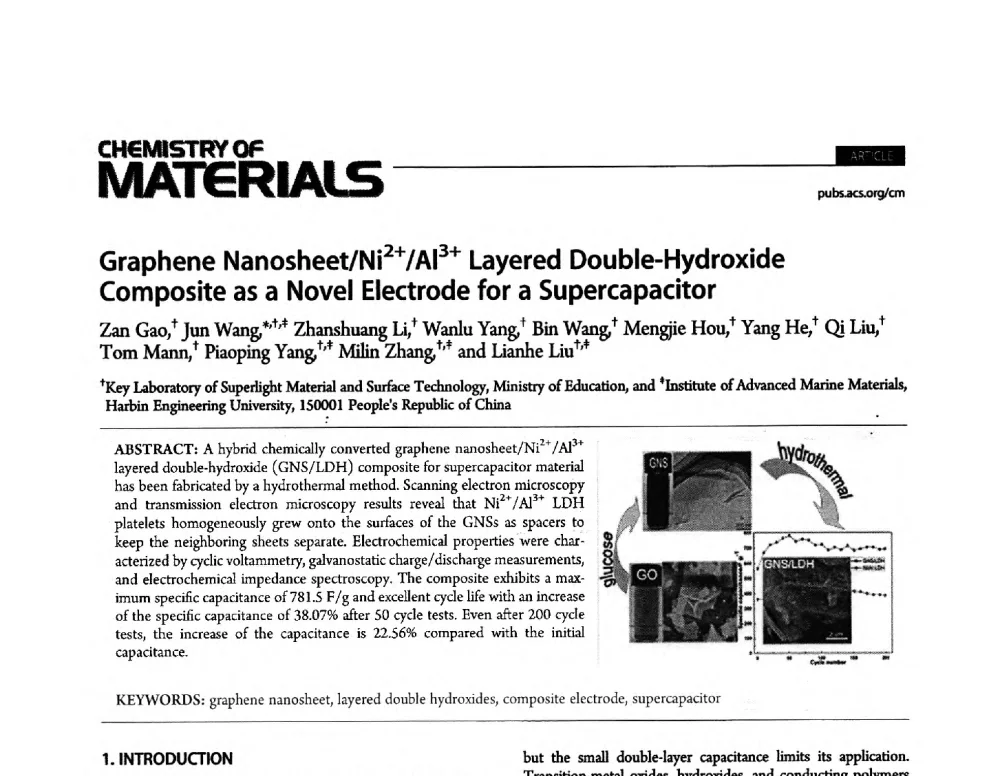 Graphene Nanosheet_Ni2+_Al3+ Layered Double-Hydroxide Composite as a Novel Electrode for a Supercapacitor - 工信部七校青年学者论坛