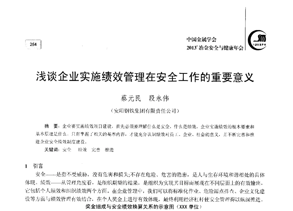 浅谈企业实施绩效管理在安全工作的重要意义 - 2013中国金属学会冶金安全与健康年会