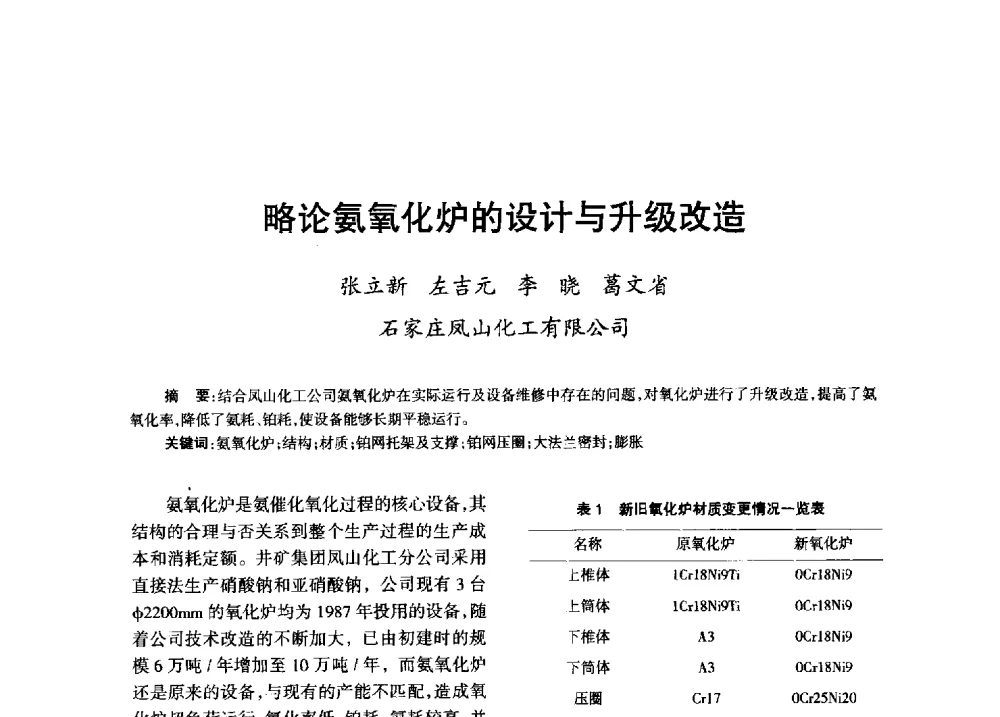 略论氨氧化炉的设计与升级改造 - 第八届全国硝酸硝酸盐技术交流会
