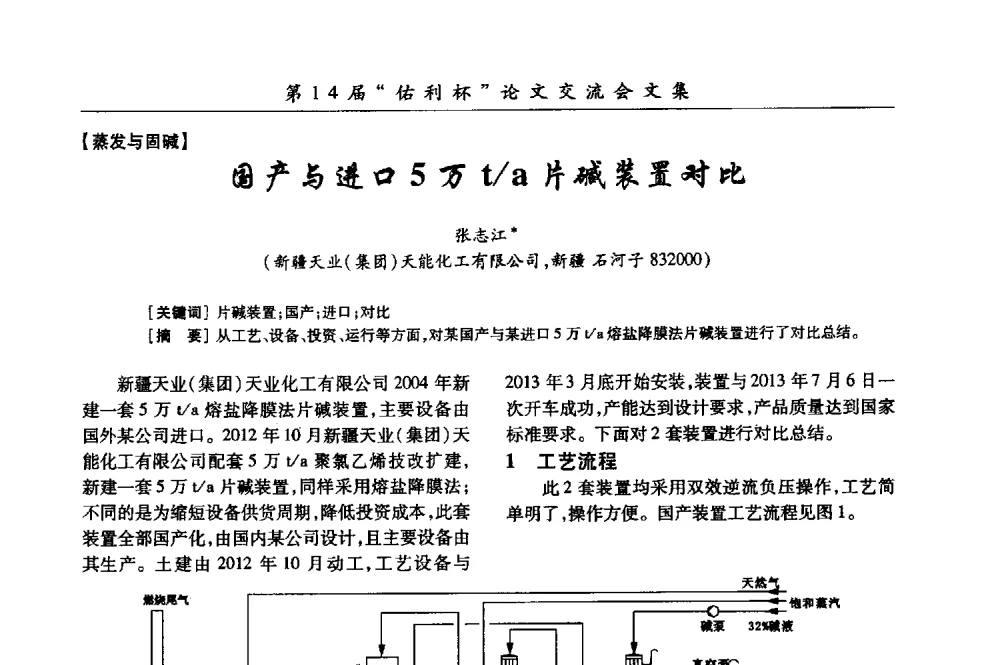 国产与进口5万t_a片碱装置对比 - 第31届全国氯碱行业技术年会暨第14届“佑利杯”论文交流会
