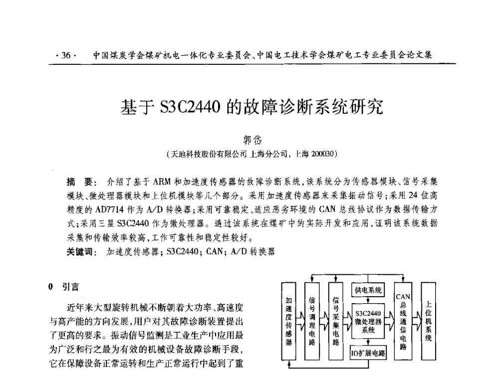 基于S3C2440的故障诊断系统研究 - 低碳智能 持续创新——煤矿机电一体化新技术2014年学术年会