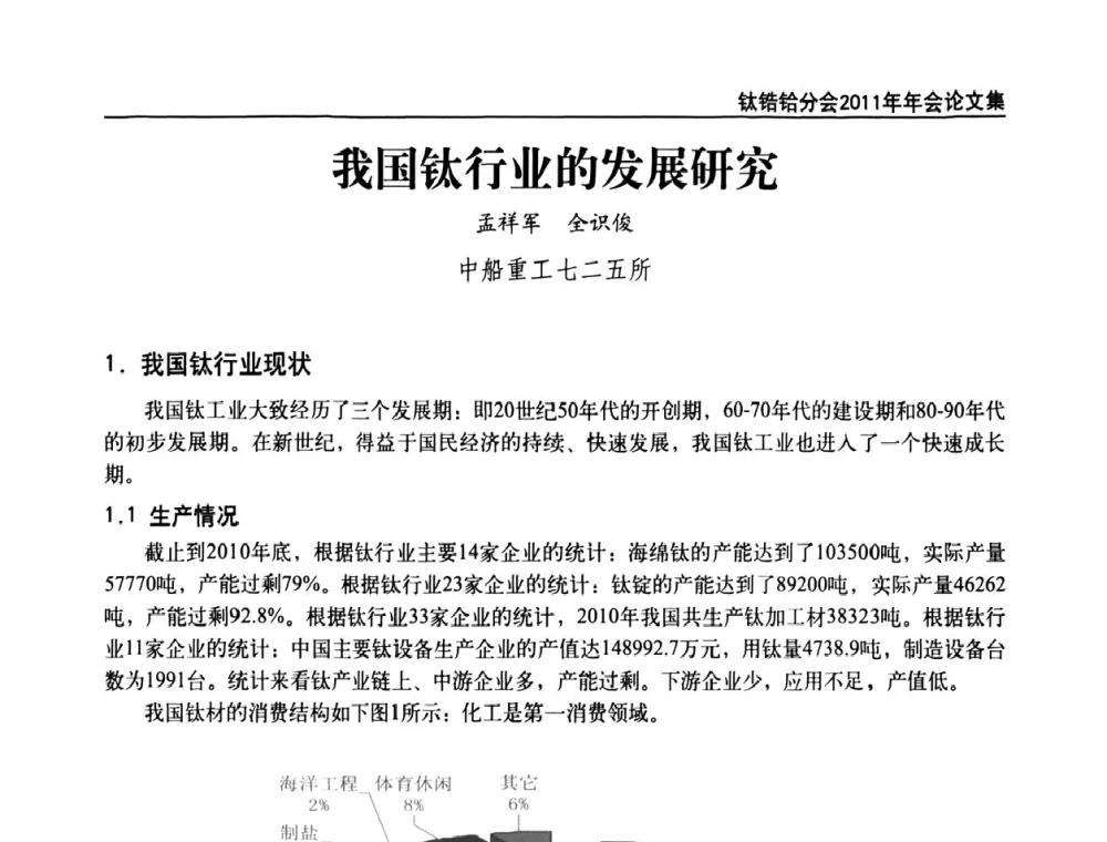 我国钛行业的发展研究 - 中国有色金属工业协会钛锆铪分会2011年会