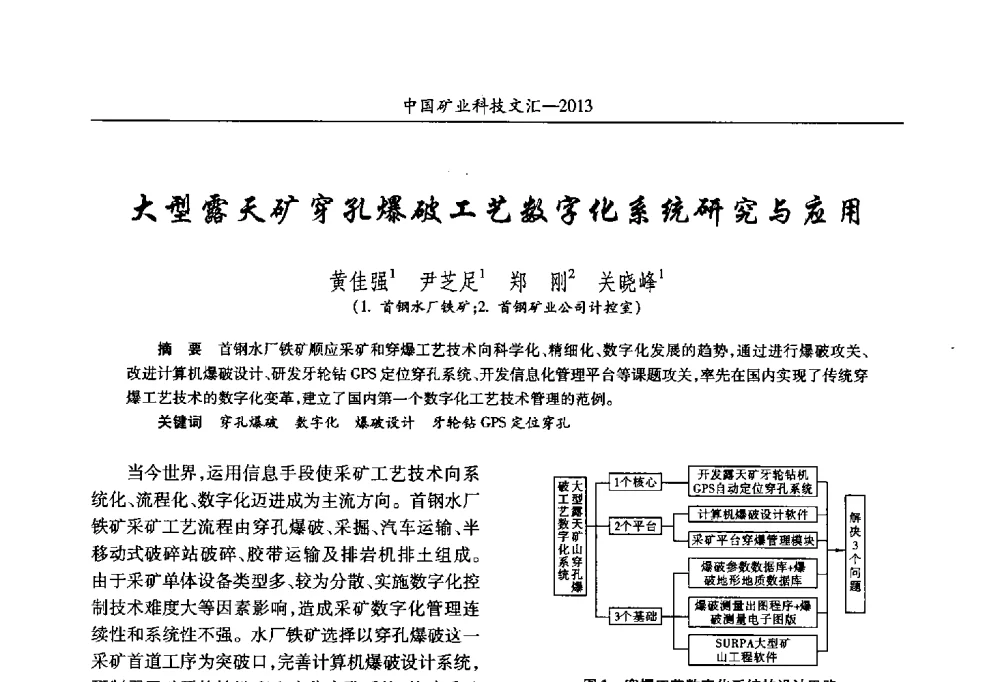 大型露天矿穿孔爆破工艺数字化系统研究与应用 - 2013第四届中国矿业科技大会