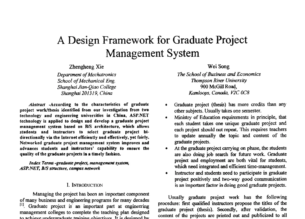 A Design Framework for Graduate Project Management System - 2011 International Conferenc on Computer Application and Education Technology(ICCAET 2011)(2011年计算机和教育技术国际会议)