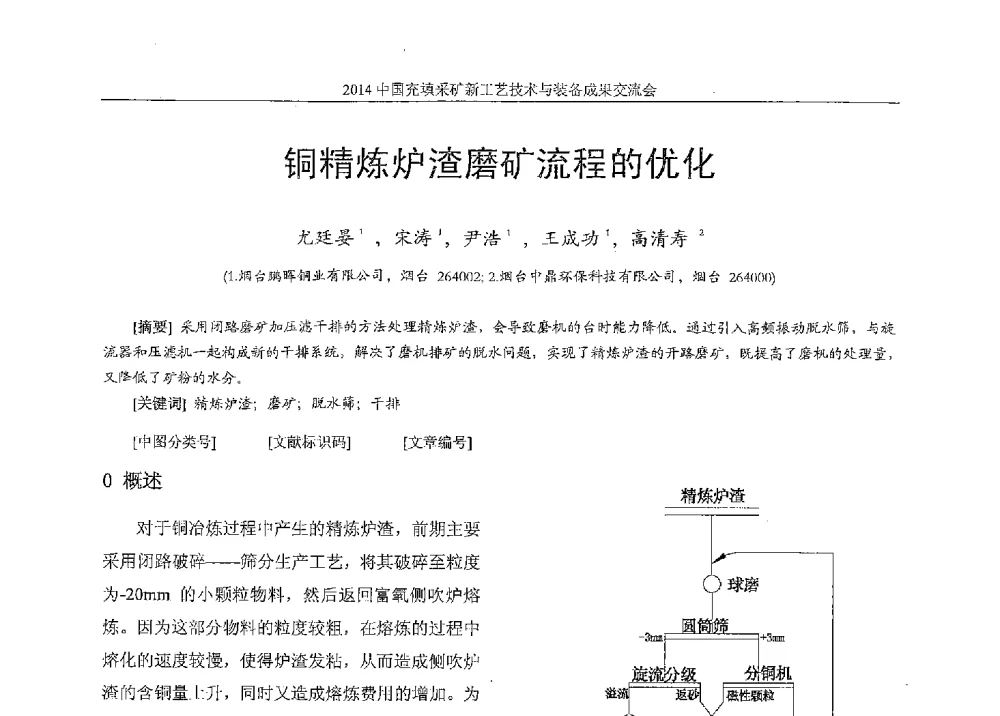 铜精炼炉渣磨矿流程的优化 - 2014中国充填采矿新工艺技术与装备成果交流会