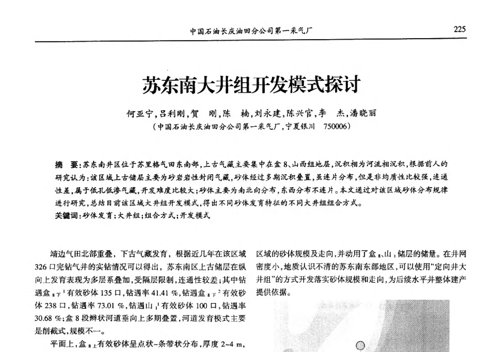 苏东南大井组开发模式探讨 - 第九届宁夏青年科学家论坛石化专题论坛