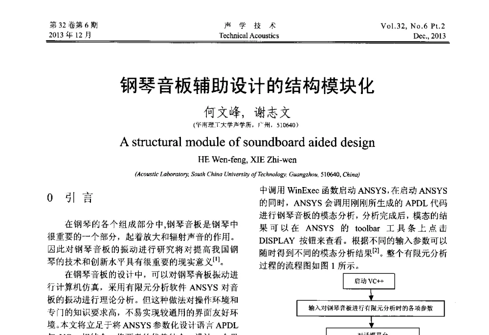 钢琴音板辅助设计的结构模块化 - 第十届中国声学学会青年学术会议