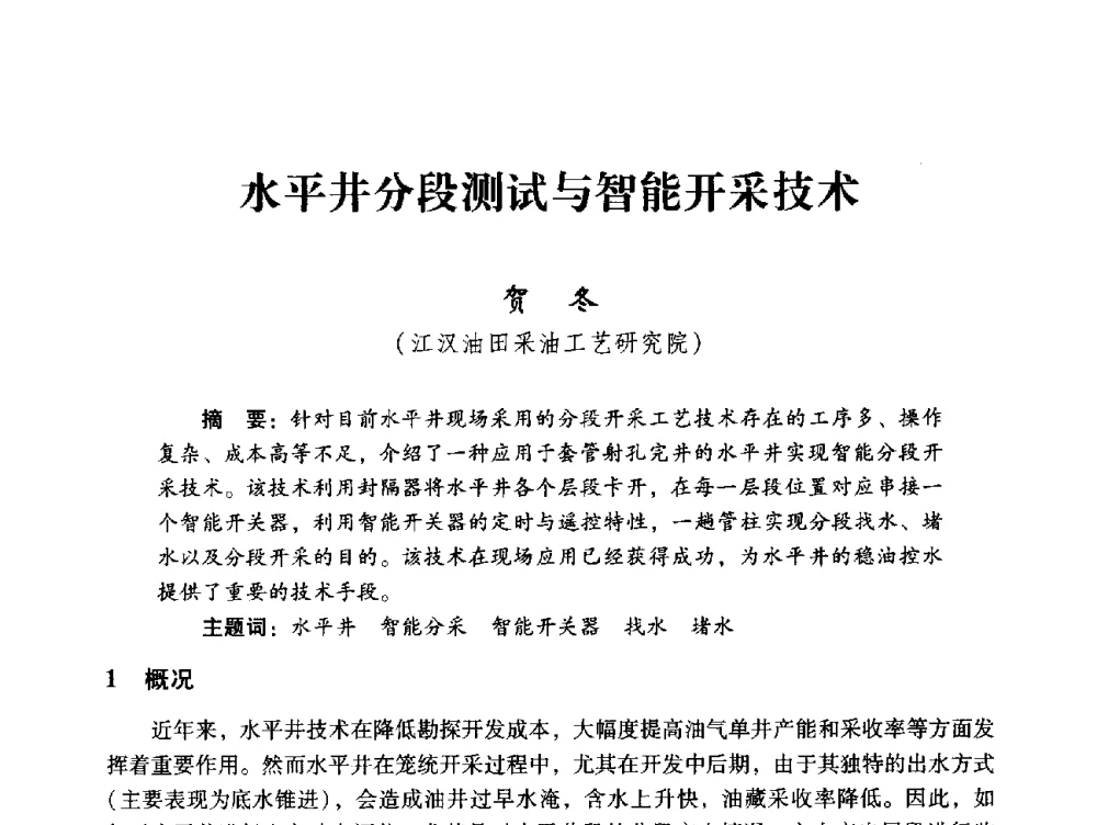 水平井分段测试与智能开采技术 - 中国石化油气开采技术论坛