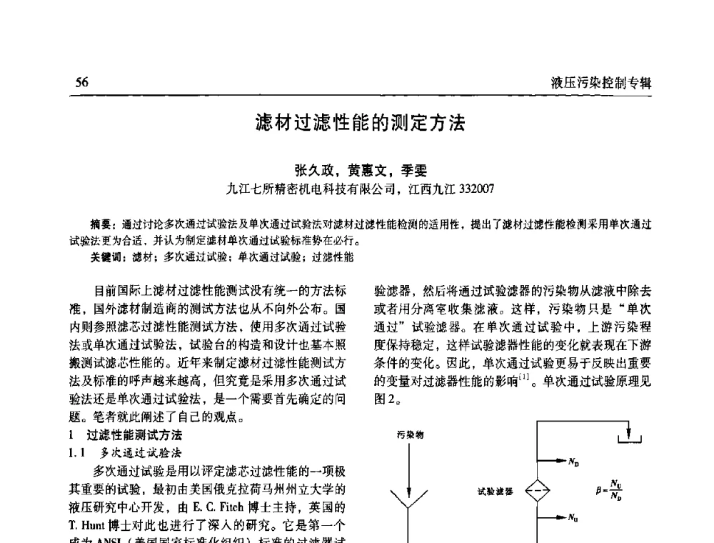 滤材过滤性能的测定方法 - 全国液压污染控制技术研讨会暨经验交流会