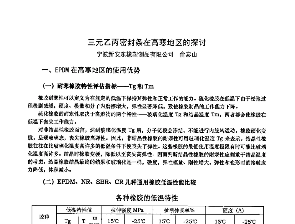 三元乙丙密封条在高寒地区的探讨 - 2010年全国塑料门窗行业年会