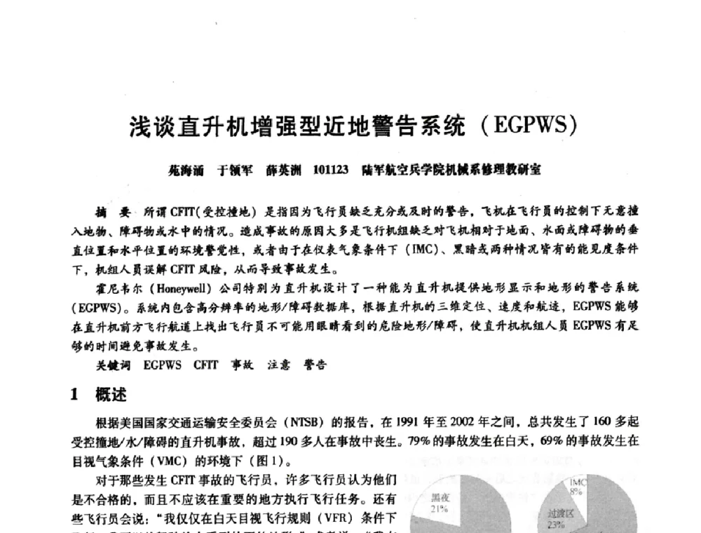 浅谈直升机增强型近地警告系统(EGPWS) - 第八届全国设备与维修工程学术会议暨第十三届全国设备监测与诊断学术会议