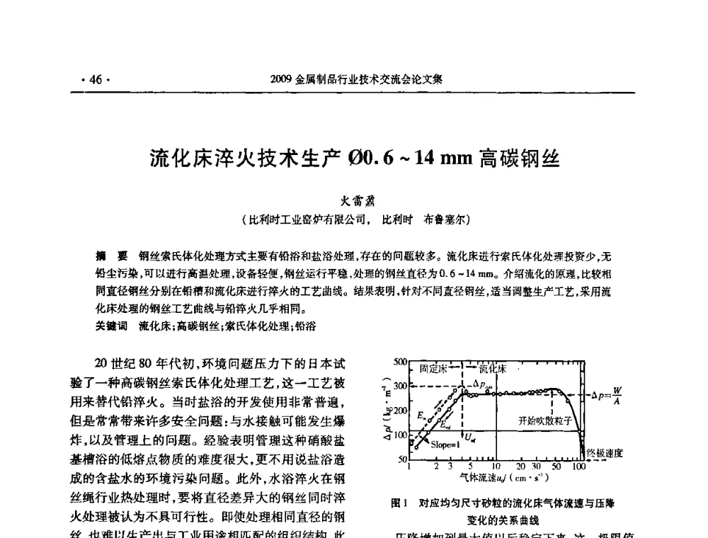 流化床淬火技术生产φ0.6～14 mm高碳钢丝 - 2009金属制品行业技术交流会