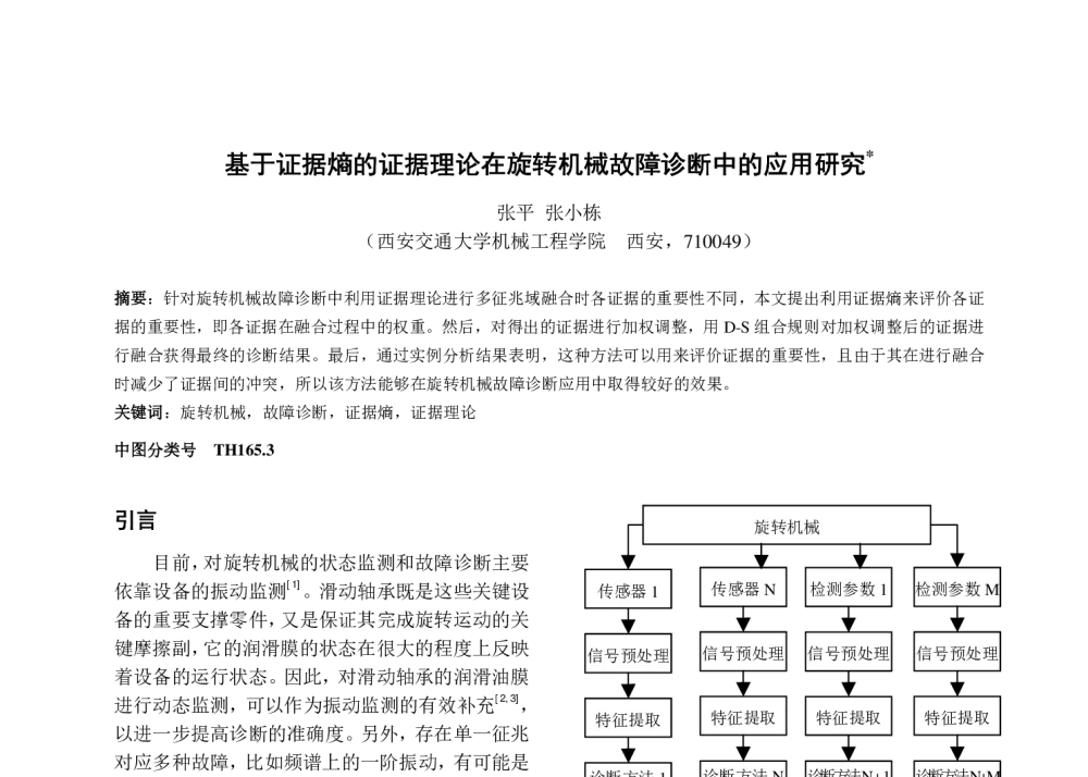 基于证据熵的证据理论在旋转机械故障诊断中的应用研究 - 全国高校机械工程测试技术研究会振动工程学会动态测绘专业委员会2008代表大会暨学术年会