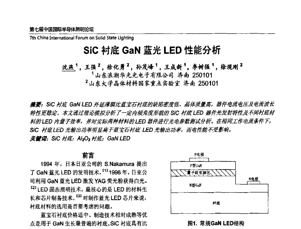 SiC衬底GaN蓝光LED性能分析 - 第七届中国国际半导体照明论坛