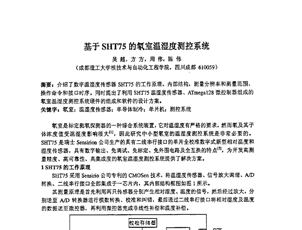 基于SHT75的氡室温湿度测控系统 - 第十四届全国核电子学与核探测技术学术年会