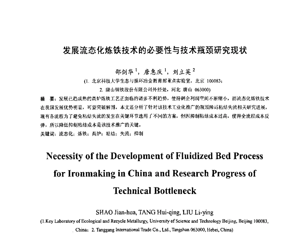 发展流态化炼铁技术的必要性与技术瓶颈研究现状 - 中国金属学会2010年非高炉炼铁学术年会暨钒钛磁铁矿综合利用技术研讨会