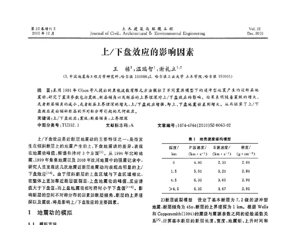 上_下盘效应的影响因素 - 第八届全国地震工程会议