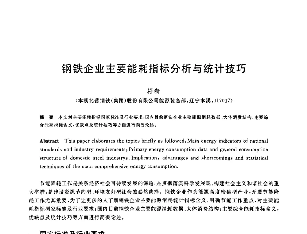 钢铁企业主要能耗指标分析与统计技巧 - 2010年全国能源环保生产技术会议