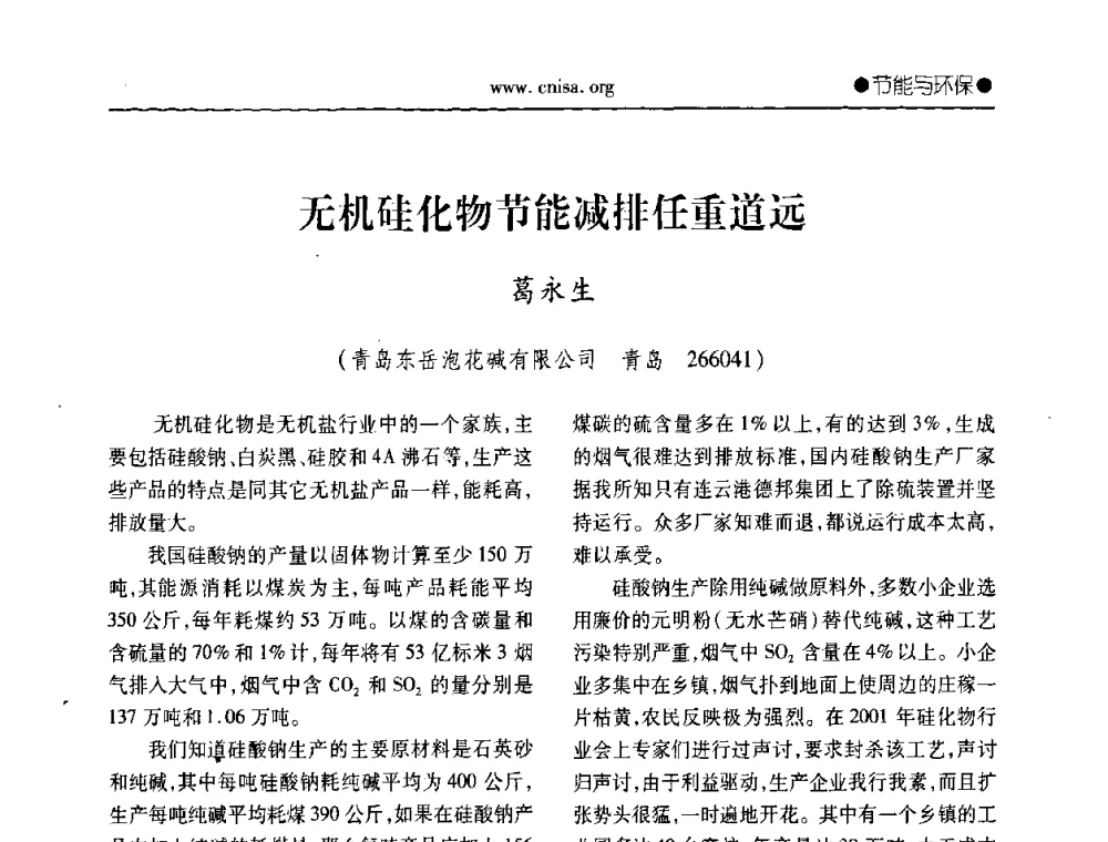 无机硅化物节能减排任重道远 - 2008全国无机硅化物行业协会年会