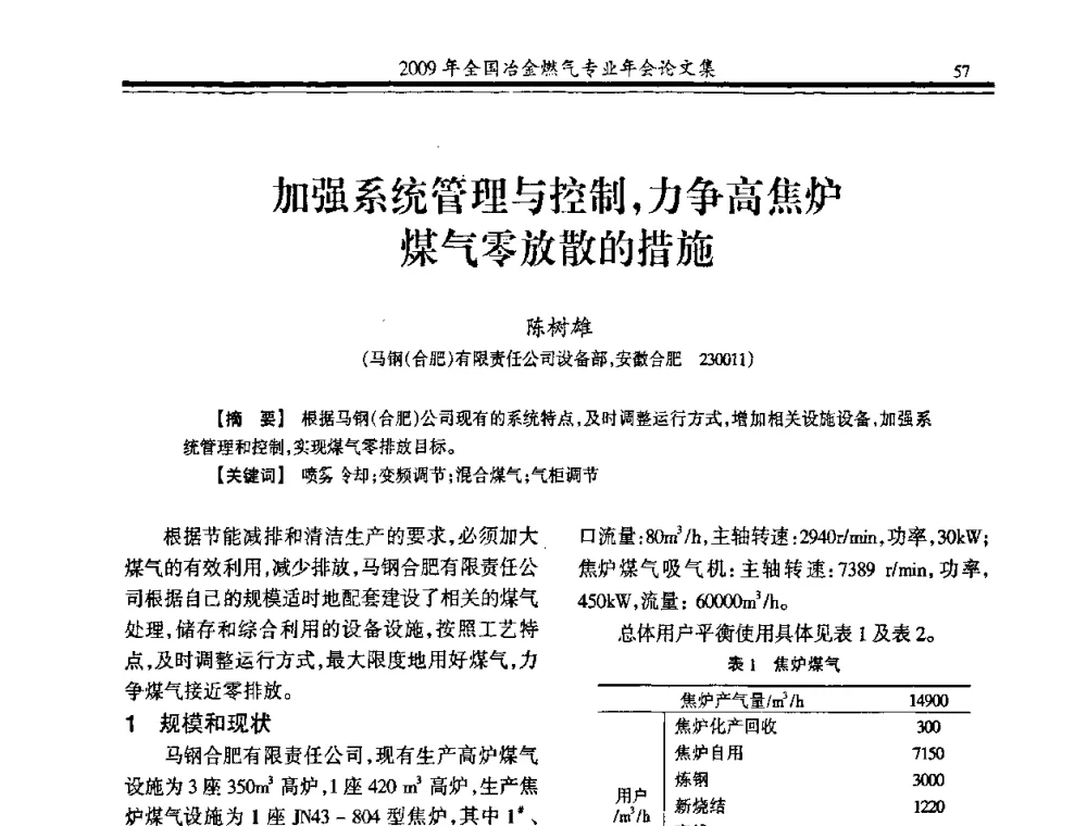 加强系统管理与控制_力争高焦炉煤气零放散的措施 - 2009年全国冶金燃气专业年会