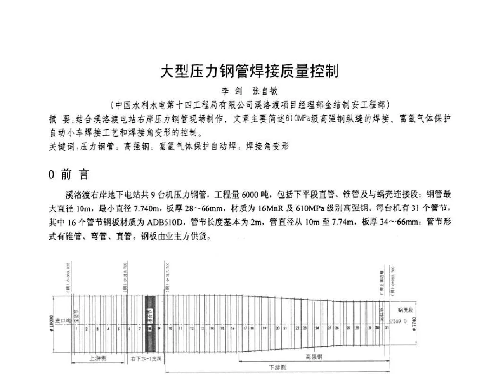 大型压力钢管焊接质量控制 - 第十一届电站焊接学术讨论会