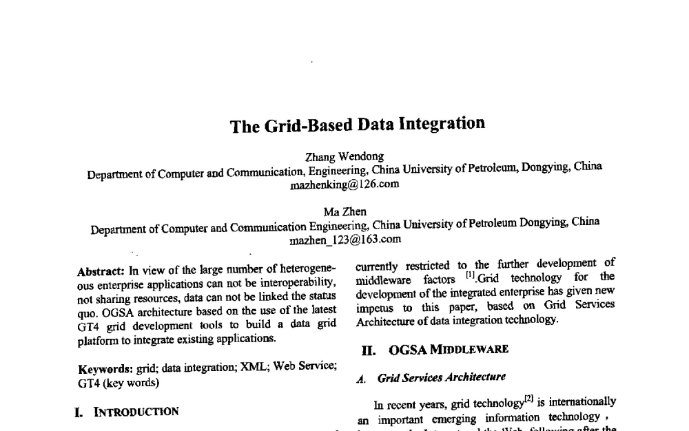 The Grid-Based Data Integration - 第三届中国智能计算大会