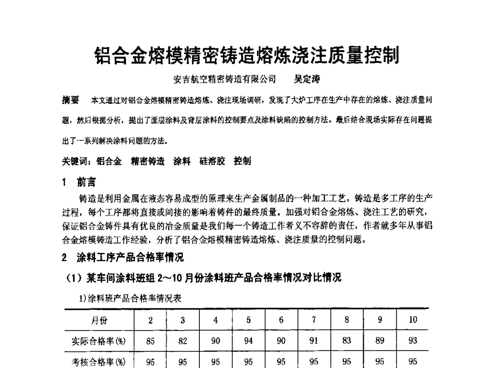 铝合金熔模精密铸造熔炼浇注质量控制 - 中国铸造协会精铸分会第十一届年会