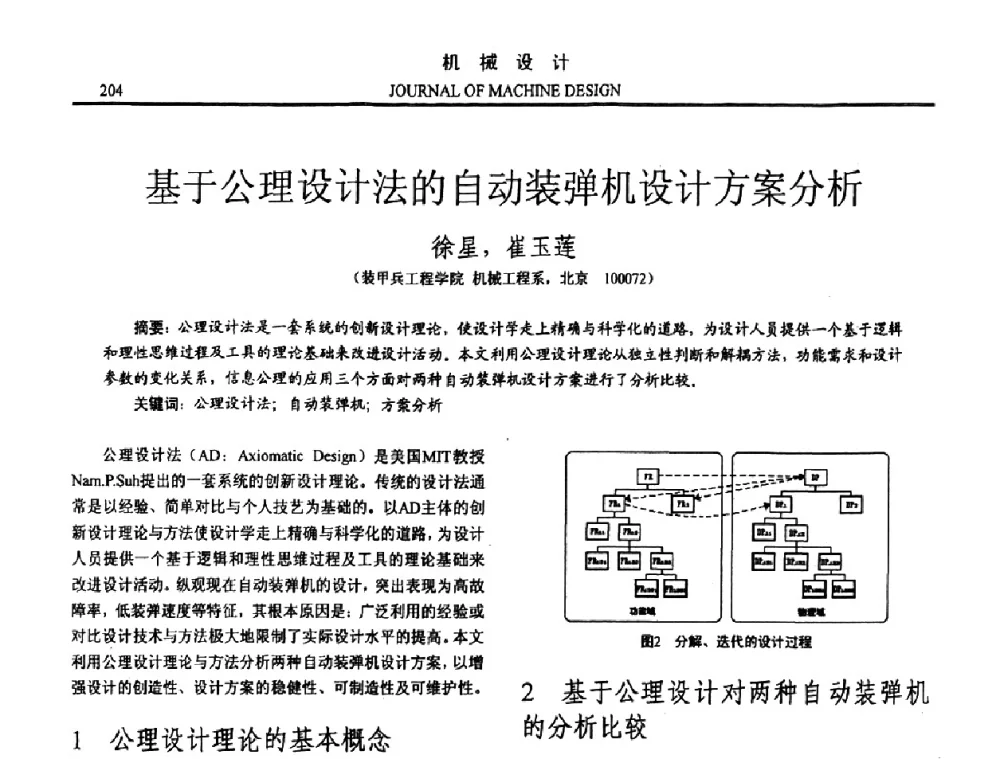 基于公理设计法的自动装弹机设计方案分析 - 第15届全国机械设计年会