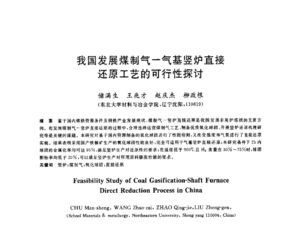 我国发展煤制气—气基竖炉直接还原工艺的可行性探讨 - 2010年全国炼铁生产技术会议暨炼铁年会