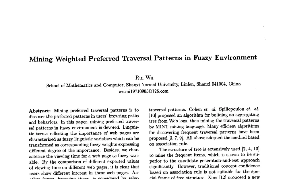 Mining Weighted Preferred Traversal Patterns in Fuzzy Environment - 第三届中国智能计算大会