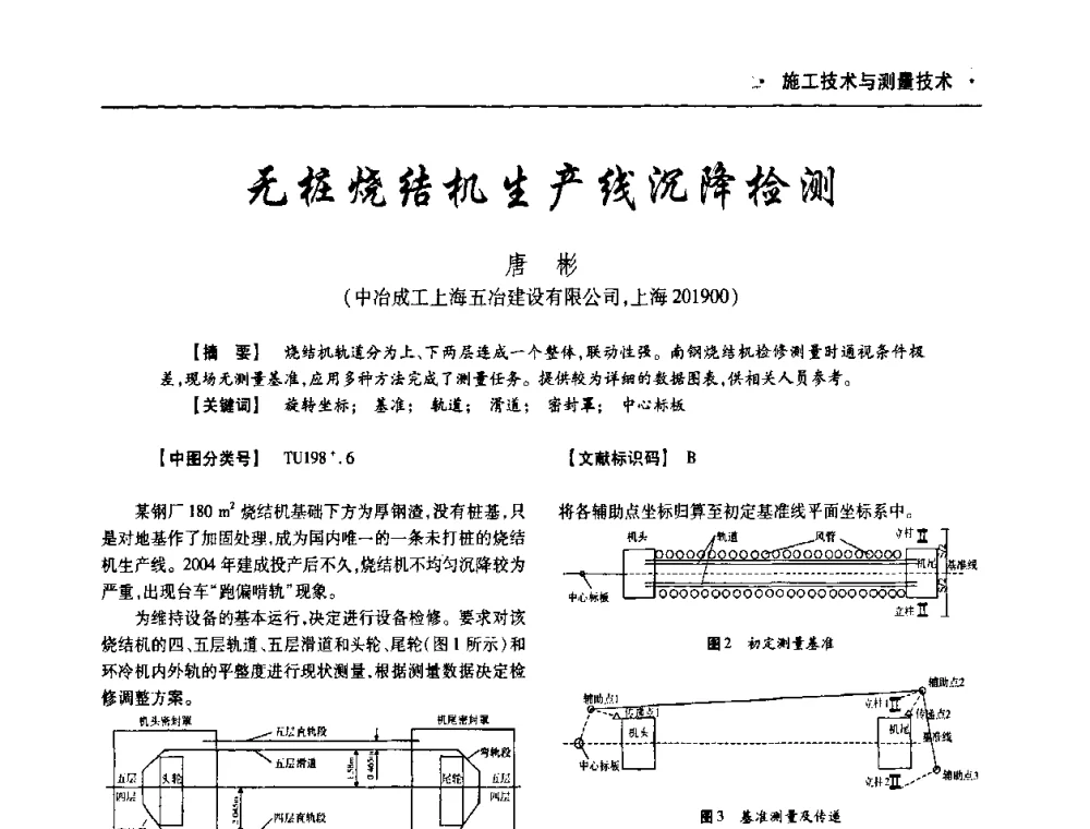 无桩烧结机生产线沉降检测 - 四川省土木建筑学会第十次代表大会暨第34届学术年会