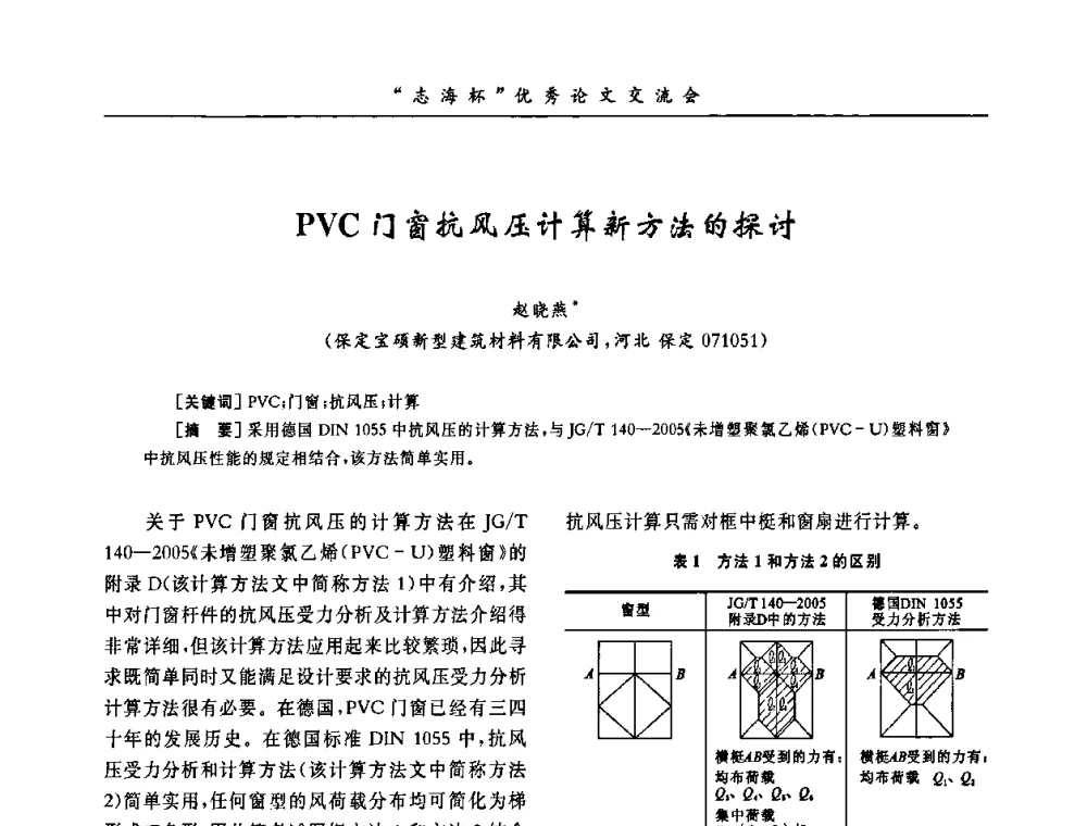 PVC门窗抗风压计算新方法的探讨 - 第8届全国PVC塑料与树脂技术年会