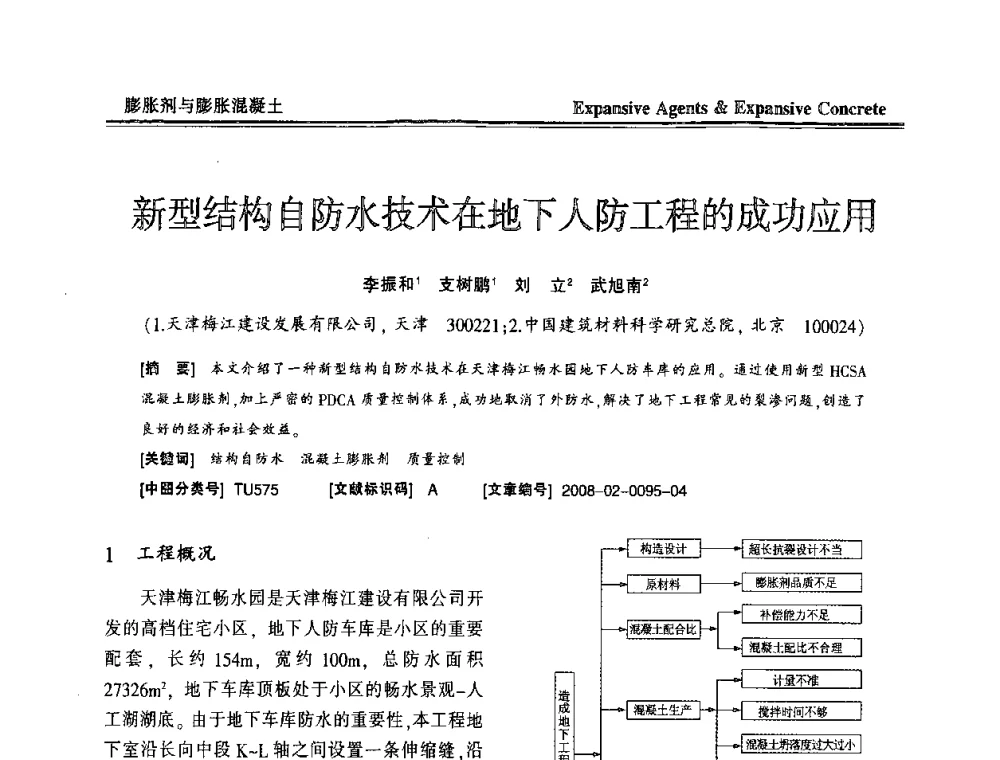 新型结构自防水技术在地下人防工程的成功应用 - 恭贺游宝坤教授70华诞学术研讨会暨第四届全国膨胀剂和混凝土应用技术研讨会