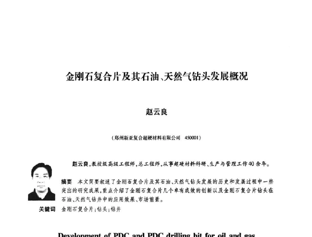 金刚石复合片及其石油、天然气钻头发展概况 - 庆祝中国人造金刚石诞生45周年大会暨第五届郑州国际超硬材料及制品研讨会