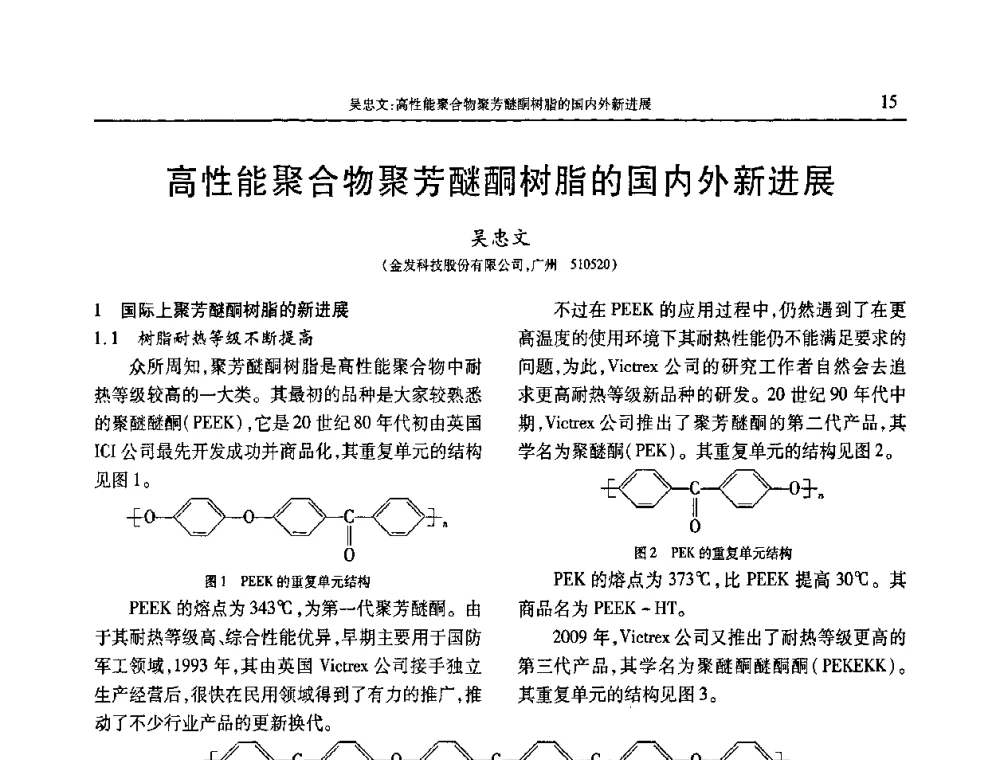 高性能聚合物聚芳醚酮树脂的国内外新进展 - 2010年中国工程塑料复合材料技术研讨会
