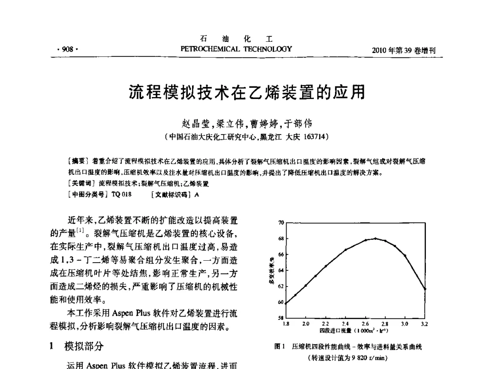 流程模拟技术在乙烯装置的应用 - 中国化工学会2010年石油化工学术年会
