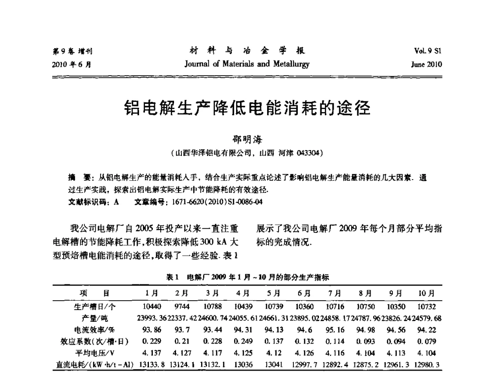 铝电解生产降低电能消耗的途径 - 中国有色金属学会铝电解槽新型结构新技术研讨会