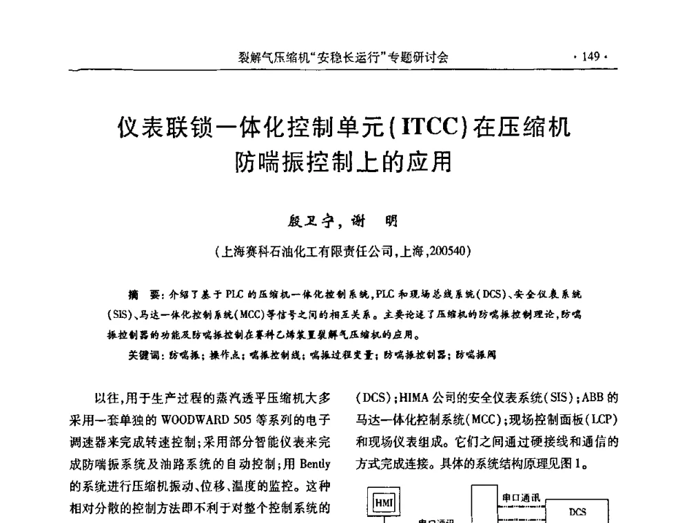 仪表联锁一体化控制单元(ITCC)在压缩机防喘振控制上的应用 - 全国乙烯行业裂解气压缩机“安稳长”运行专题研讨会