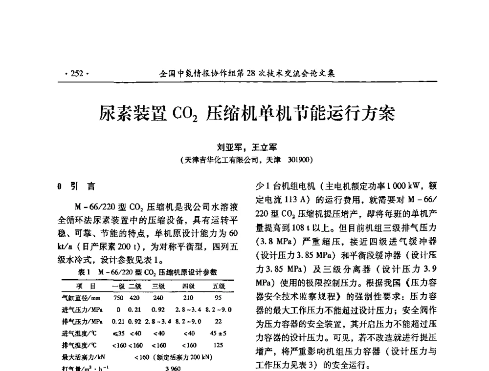 尿素装置CO2压缩机单机节能运行方案 - 全国中氮情报协作组第28次技术交流会