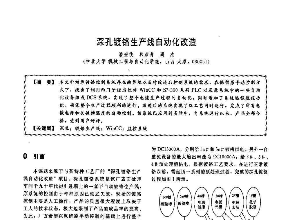 深孔镀铬生产线自动化改造 - 第十一届全国高等学校过程装备与控制工程专业教学改革与学科建设成果校际交流会
