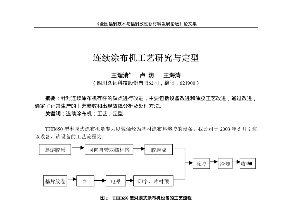 连续涂布机工艺研究与定型 - 2010年全国辐射技术与辐射改性材料发展论坛