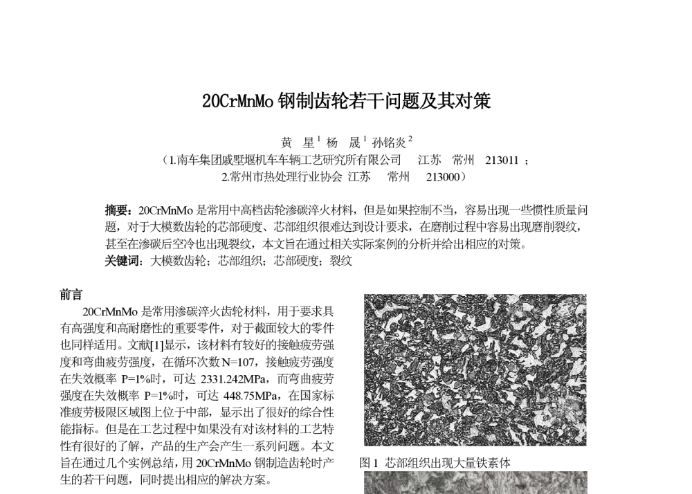 20CrMnMo钢制齿轮若干问题及其对策 - 第十七届华东六省一市热处理年会