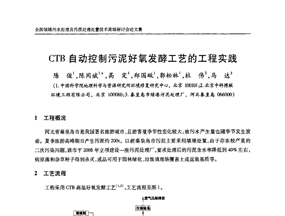 CTB自动控制污泥好氧发酵工艺的工程实践 - 全国城镇污水处理及污泥处理处置技术高级研讨会